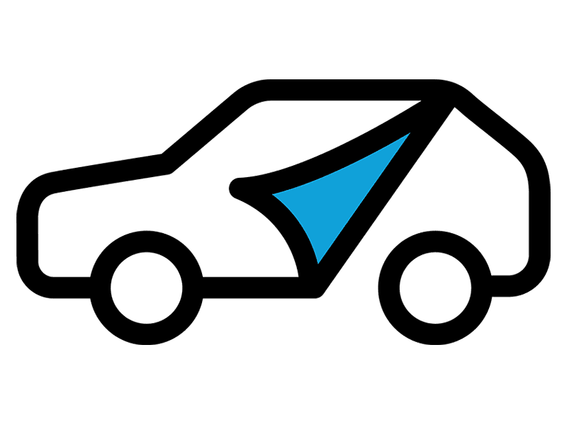 Symbol eines Fahrzeugs mit Werbebeschriftung – Werbetechnik für Autos, Fenster und Fassaden.